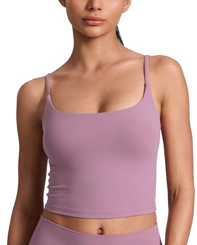CRZ YOGA Butterlift Rundringad Crop Top | Medium stöd, avtagbara vadderingar, yoga, smörmjuk, justerbar U-formad rygg, långa sport-BH:ar för kvinnor