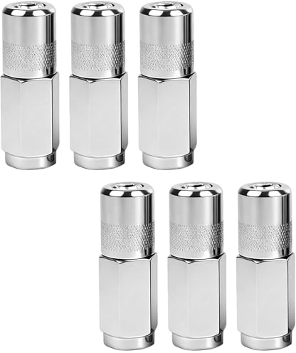 LWLWA Testina Ingrassatore, Ugello Piatto per Ingrassatrice, 6 Pezzi | Testina Ingrassatore in Acciaio al Carbonio con Finitura Cromata, Resistente All'usura Ruggine, per Pistole Ingrassatrici