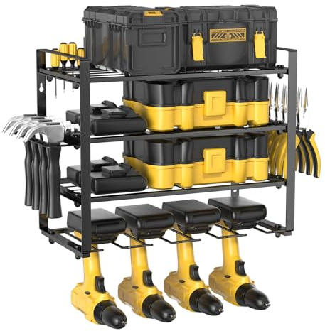 Amdoticknpf 4 Capas Organizador de Herramientas Eléctricas, Soporte de Pared para Destornillador, Estante de Herramientas, Almacenamiento de Taladro Eléctrico, Soporte de Taladro para Pared