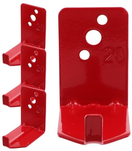 FIXOSHEE Support Mural pour Extincteur 20 LB Rouge avec Crochet Incliné L Kit de Fixation Mural Robuste Support Suspendu pour Extincteur Maison Bureau et Véhicule Montage Sécurisé et
