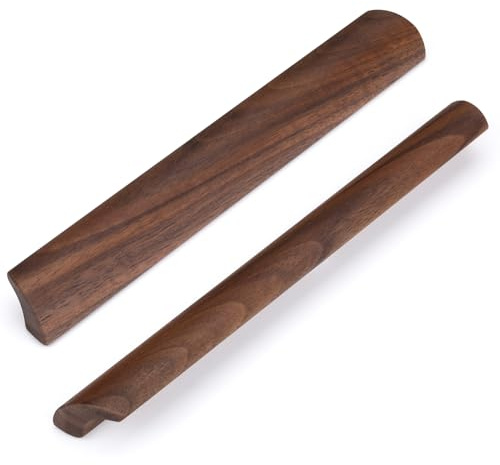 SYZOW 6 Stück Möbelgriffe aus Holz Schrankgriff Holzgriffe mit Schrauben Lochabstand 160mm (Schwarze Walnuss)