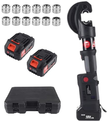 Crimpatrice portatile ricaricabile 12 tonnellate, pinza crimpatrice elettrica per terminali rame alluminio, crimpatura continua e 180° rotabile