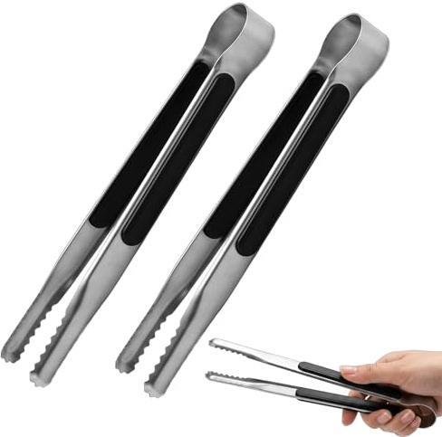 Kitchen Tongs, 2-Piece Stainless Steel Tongs for Cooking, Versatile Kitchen Utensils with Secure Grip, Making Them Convenient for Organised Kitchen Spaces, Ideal for Grilling and Food Preparation