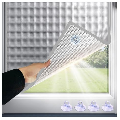 Hitzeschutzfolie Fenster Sonnenschutzfolie, 8mm Doppelte Aluminiumblasen Verdunkelungs Isolier Fensterfolien UV-Schutz Wärmeisolierung Isolierfolie Für Fenster Dachfenster Garage(80x80cm)