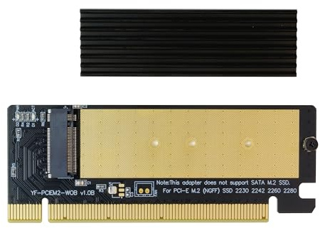 EZDIY-FAB NVME PCIE Adapter mit Kühlkörper, M.2 NVME SSD zu PCI Express Adapter mit Kühlkörper Unterstützt nur PCIe x16, unterstützt M.2 M Key SSD 2230 2242 2260 2280