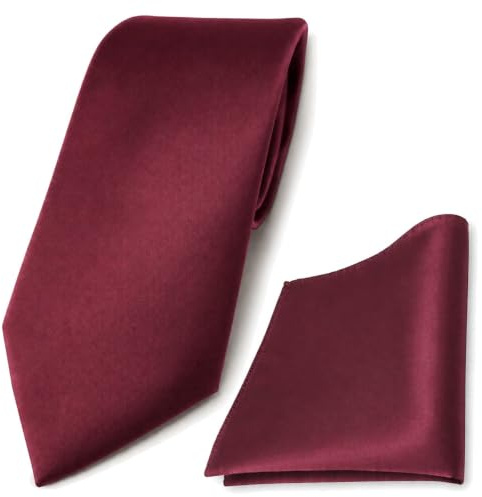 TigerTie Krawatte & Einstecktuch Set Herren Hochzeit Business Klassik 8 cm Polyester