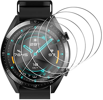Hianjoo Vetro temperato [confezione da 5] compatibile con Huawei Watch GT 2 46mm pellicola protettiva di ricambio per Huawei GT 2 46 mm
