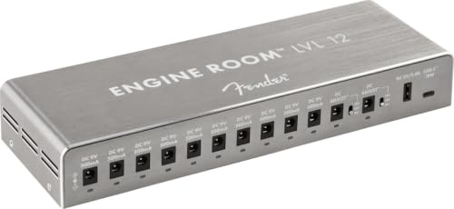 Fender Engine Room LVL12 Isoliertes Pedalboard-Netzteil, 12 Ausgänge | 12 isolierte Ausgänge, USB-Ladefunktion, 9V-, 12V- und 18V-Kompatibilität, Gitarreneffektpedale, rauschfreie Stromversorgung
