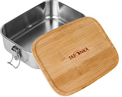 Tatonka Edelstahl Brotdose Lunch Box I Bamboo (800 ml / 1000ml) - Brotbox mit Bambusdeckel und Bügelverschluss - unzerbrechlich, schadstofffrei, spülmaschinenfest, plastikfrei und BPA-frei