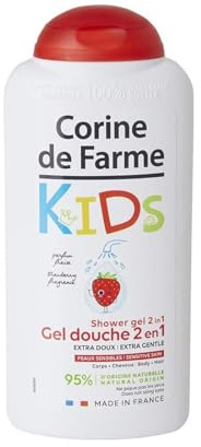 Corine de Farme - Gel de Ducha 2 en 1 KIDS para Niños - Producto de Baño para Piel y Cabello - Extra Suave - Perfume Fresa - Cosmético Natural - Fabricado en Francia - Pieles Sensibles - 300ml