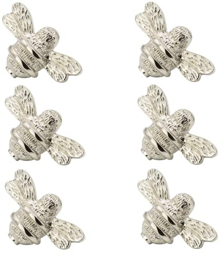 Brass bee 6 x Bumble Bee Drawer Knob | Drawer Handle | Bee Cabinet knob | Cupboards, Doors, Cabinets & Drawers in Nickel Finish (Silver)
