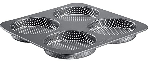 Westmark Non-stick perforerad form, burgersmörgåsar, 4-sits, svart, 0,90 kg, för 4 stora hamburgare