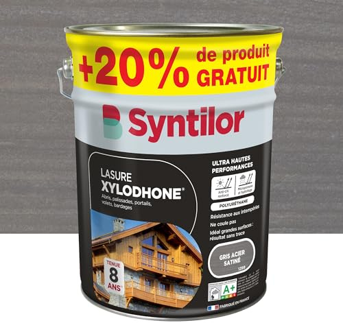 Syntilor - Lasure Xylodhone® Ultra Hautes Performances 8 Ans Gris Acier Satiné 5L+20%
