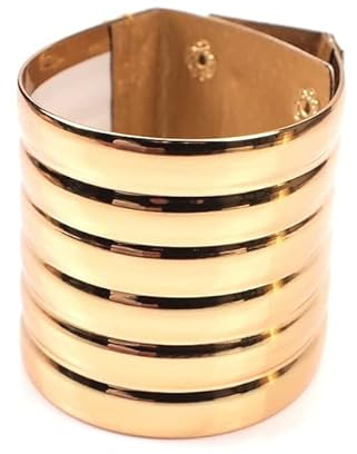 LMAHAP Große afrikanische Armbänder Frauen Punk Stil Statement Streifen Armreifen Armband Wide Indian Schmuck Vintage
