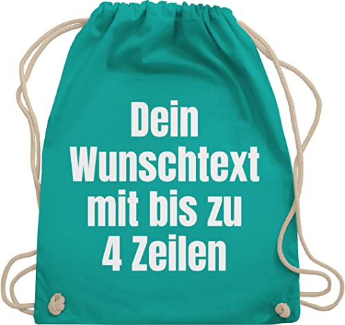 Geschenk mit Namen personalisiert by Shirtracer - Turnbeutel Rucksack - Aufdruck selbst gestalten - Wunschtext I Eigener Text I Custom Text