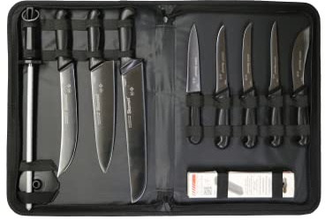 Starrett Professional Knife Set - 11 Pieces Stainless Steel Kitchen Chef Knifes - Black Handle, 45 cm