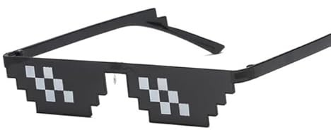 PLAYZOCO Gafas de Sol de Mosaico Pixel, Gafas de sol de píxeles Thug Life, Gafas de sol estilo 8-bit, Gafas de sol de estilo de videojuego retro, Gafas para disfraz, Gafas de sol Deal With It, Negro