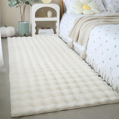 Guetto Hochflor Teppich - Comfy Taupe - Shaggy - Modern - Wohnzimmer, Esszimmer, Schlafzimmer - Fellteppich - Modern Kunstfell Carpet für Schlafzimmer,Beige,100x160 cm