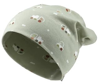 Sterntaler Beanie Bedruckt mit Autos Jungen - Baby und Kinder Mütze aus warmem Sweat-Stoff - blassgrün, 55