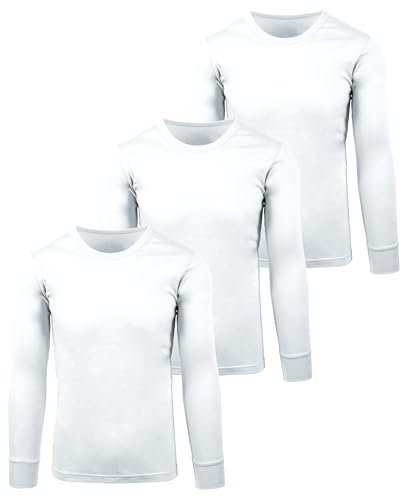 Andrew Scott Mens Thermal Base Layer Top | 100% Cotton Flat Knit Long Sleeve Shirt | Soft Fleece Underside | Multi Packs