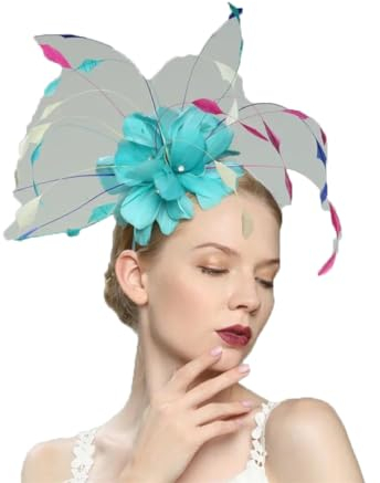 Fascinator mit türkisfarbenen Federn für Damen, Stirnbänder, Fascinator, Hüte, Hochzeit, Kirche, Derby, türkis, Einheitsgröße