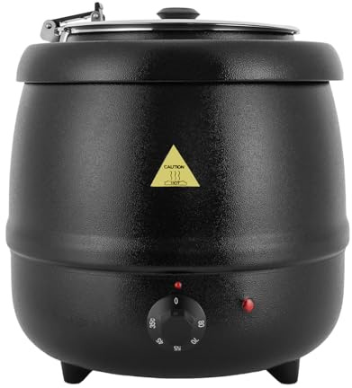 Qussse Elektrischer Suppenwärmer 10 Liter mit Kappbare Deckel, 400W | Suppenkessel mit Herausnehmbarer Edelstahl Einsatz, Einstellbare Temperatur 35-80°C, für Buffet Catering Gastro und Party