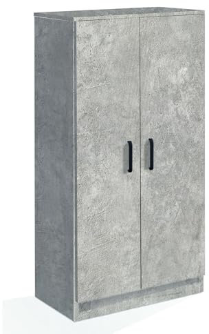 eacommerce Mobile Armadio Multiuso in Legno Scarpiera 2 Ante 6 Ripiani 55x36x108H cm (Cemento)