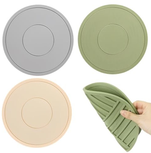 IKOPFLN 3 Pezzi Sottopentola in Silicone 16cm, Set Sottobicchieri Rotondi, Tappetino Multifunzionale Durevole, Impermeabile e Antiscivolo