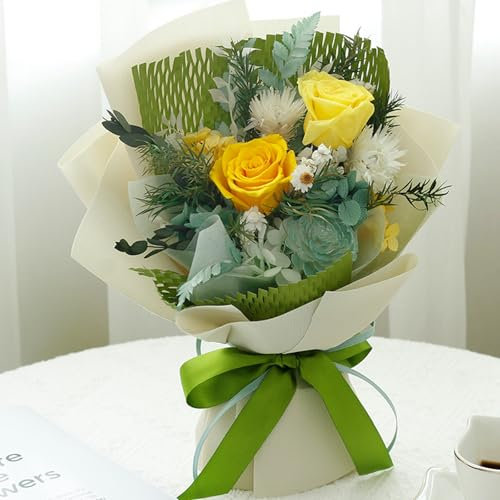 Mrinb Ewige Rose Geschenke für Frauen Rosen, Forever Real Rose Blumenstrauß, Konservierte Blumenstrauß für Geburtstagsgeschenk, Valentinstag, Muttertag, Weihnachten, Hochzeitstag (Grün)