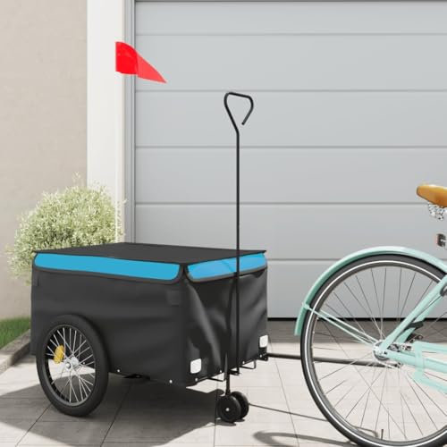 Xichuzi Fahrradanhänger Schwarz und Blau 30 kg Eisen, Fahrrad Anhänger, Lastenanhänger, Handwagen, Fahrrad-lastenanhänger, Lastenfahrrad - 94100