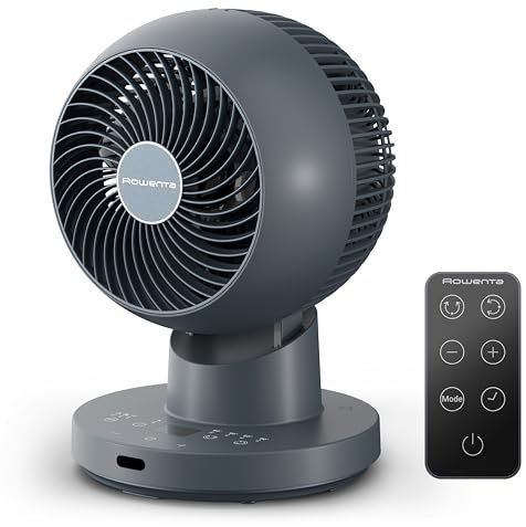 Rowenta Turbo Swift Compact, Ventilatore da Tavolo Silenzioso a 3 Modalità e 12 Velocità, con Modalità Silent Night, Oscillazione Multidirezionale, QV5041F0