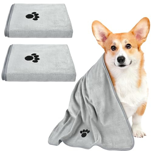 Toalla Microfibra Perro, 2 Piezas Toallas Super Absorbentes Perros, 100 x 50 cm Toalla para Perros de Secado Rápido, Gatos Toalla Perro Toalla Microfibra Mascota, para Perros Gatos y Otras Mascotas