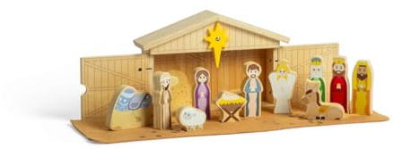 Bigjigs Toys Krippen-Set – 13-teilige traditionelle Weihnachtskrippe aus Holz, Rollenspielsets für Kleinkinder & Kinder, frühes Lernen, Weihnachtsdekoration, Kindergeschenke, ab 2 Jahren