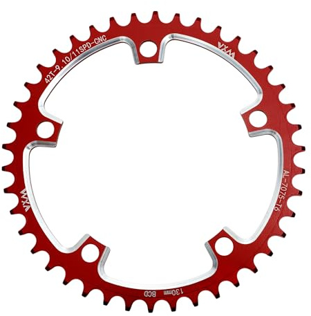 BULLSPANN Schmal-Breit Kettenblatt Rot 1 Stück Für Speed Rennrad | CNC Aluminiumlegierung, 175.74mm/6.92, Für 130 BCD