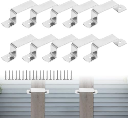 Fence Panel Security Brackets, 10 PCS Stainless Steel Fence Clips for Panels, 3''/3.5''/4''/5'' Wooden / Concrete Post Brackets, Fence Panel Holders to Stop Rattling (30 mm, 90 mm / 3.5 inches)