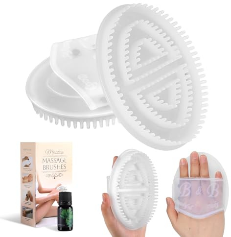 2 PCS Meridian Massage Brushes, Wood Therapy Massage Tools with Essential Oil, Handheld Meridian Brush for Belly Fat, Full Body Relaxation Cellulite Pressure Brushes for Legs, Arms, Back (White)