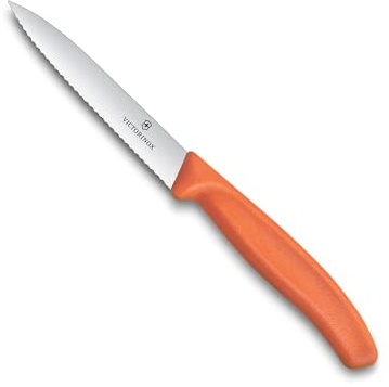 Victorinox Swiss Classic 6.7739.C1 6.7739.C1 - Coltello per sbucciare, lama seghettata, arancione, 10 cm