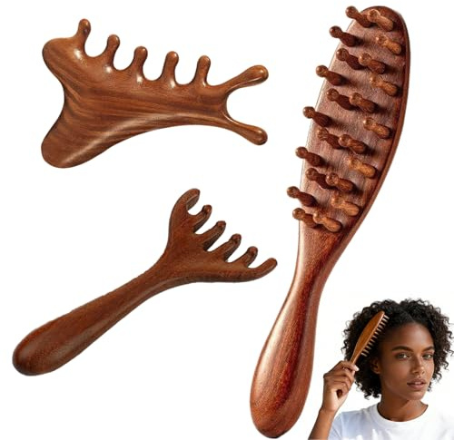 gblckadof Loc Brush,Loc Comb,Loc Brush for Dreads,with 2 Pcs Scalp Massager Hair Growth,Scalp Massage Tool,Wooden Scalp Massager Natural Gua Sha Head Massage Tool for Hair Growth Relaxation Stress