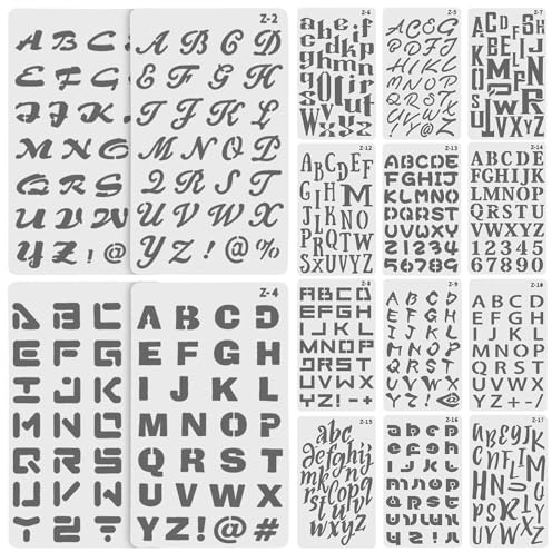 TOPBATHY 20 Wiederverwendbare Kunststoffschablonen aus PET für Kleine Buchstaben Präzise Malvorlagen zum Selbstgemacht Scrapbooking Journaling und Basteln