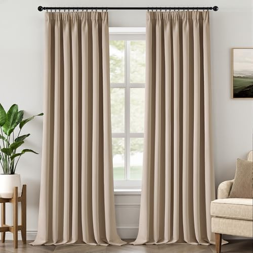 MIULEE Verdunklungsvorhang Blickdicht 2er Set B140 H245 Taupe | blickdichter Verdunklungsvorhang mit Kräuselband, modernes Design, kälteabweisend, dekorativ für Wohnzimmer und Schlafzimmer