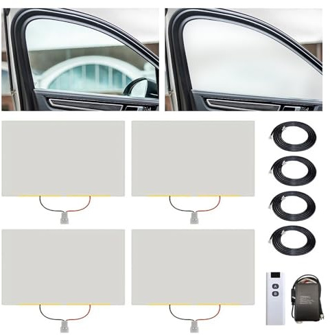 BONXRDUN PDLC - Película de atenuación para ventana de coche, control remoto, tinte e interruptor transparente, juego universal de 4 piezas para ventanas de coche (50 x 100 cm)