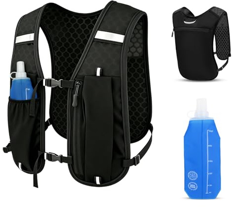 Ecofocet Gilet Running Uomo Donna con Borraccia Morbida 500ml
