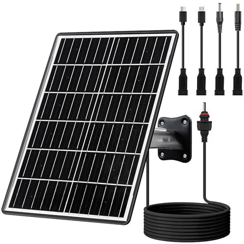 Batterie solaire 15w, Kit de panneaux solaires monocristallins avec plusieurs Interfaces pour caméra extérieure, batterie externe Mobile