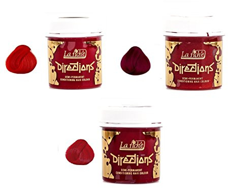 3 X La Riche Directions Semi-Permanent Hair Colour Dye Rubine Poppy Red & PillarboxRed