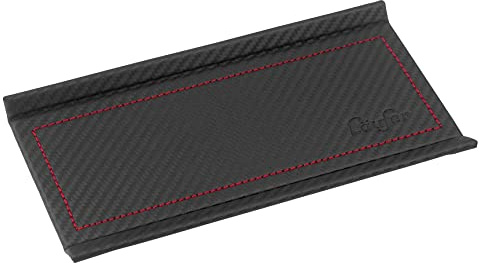Läufer 31054 Concerto Federschale aus Leder, Echt Leder, schwarz, carbon, Ziernaht rot, Handgefertigt aus Echtleder in Deutschland, Stiftablage aus Leder