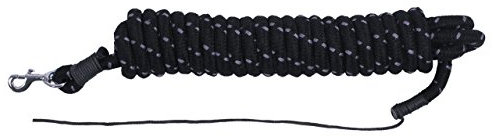 QHP Führstrick Bodenarbeitsseil mit Karabiner Länge 6,80 m (14 mm, Schwarz/Grau)