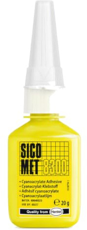 Sicomet 8300 Sekundenkleber extra stark, niedrigviskos, transparent, 1x20g | Für Metall, Kunststoff und Elastomere, sehr schnelle Handfestigkeit, dünne Klebfugen, temperaturfest bis +80 °C