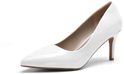 DREAM PAIRS Scarpe da Donna con Tacco a Spillo Alto Punta Chiusa Eleganti per Matrimonio Lavoro Ufficio Affari,Size 38.5,Bianco/Pat,KUCCI