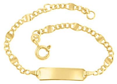 JC Schmuck 585 Gold Baby ID-Armband Kinder Goldarmband 14 cm mit Panzersteg I Armband mit Gravur I Gold Namensarmband I Babyarmband mit Namen I Kinderschmuck made in Germany I 5.53665