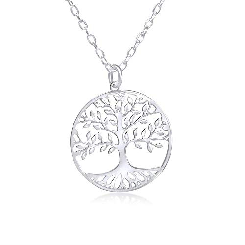 WANDA PLATA Collier Pendentif Arbre de Vie Argent Sterling 925 avec chaîne 45 cm pour Femme